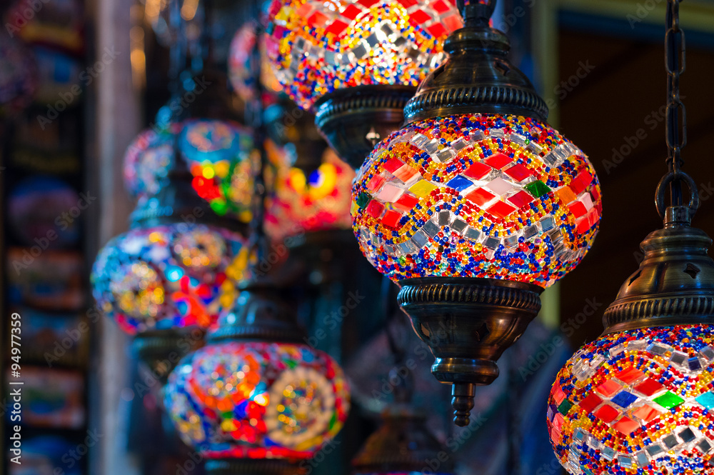 Colorful turkish islamic hanging lanterns
