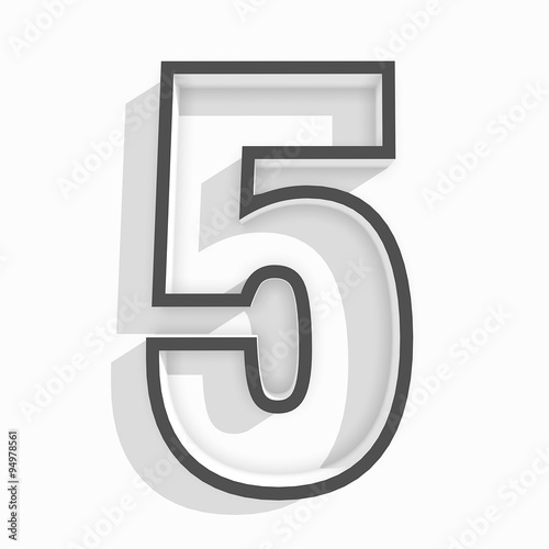 Wallpaper Mural white isolated number 5 five in white background with shadow Torontodigital.ca