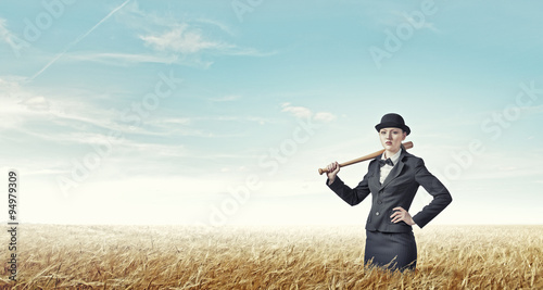 Woman with baseball bat