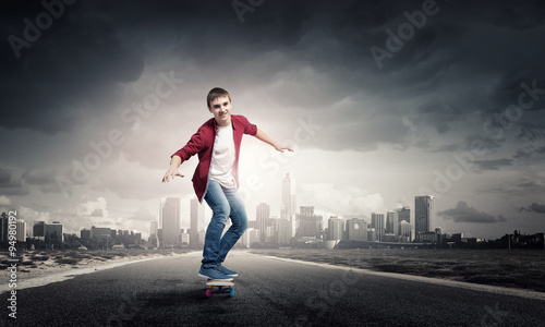 Guy on skateboard © Sergey Nivens