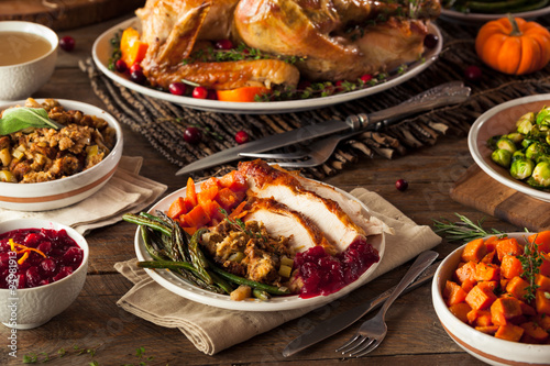 Obraz na płótnie Full Homemade Thanksgiving Dinner