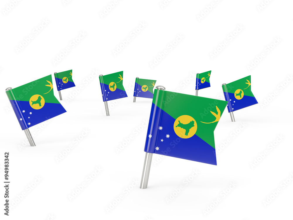 Square pins with flag of christmas island Square pins with flag of christmas island