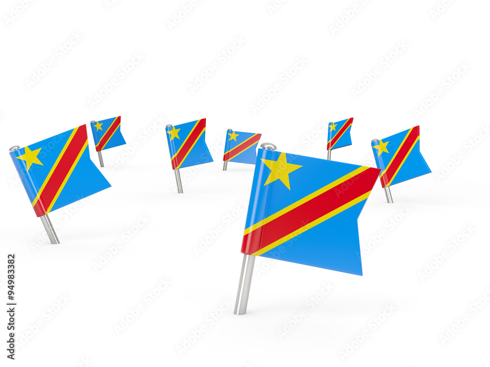 Obraz premium Square pins with flag of democratic republic of the congo