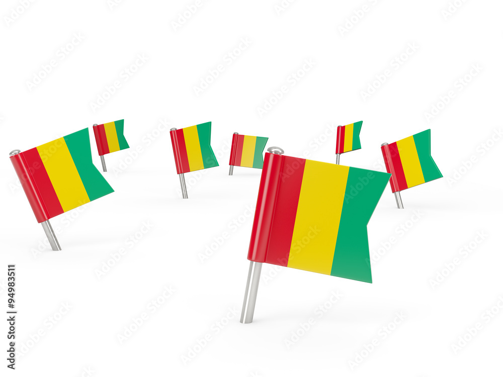 Square pins with flag of guinea Square pins with flag of guinea