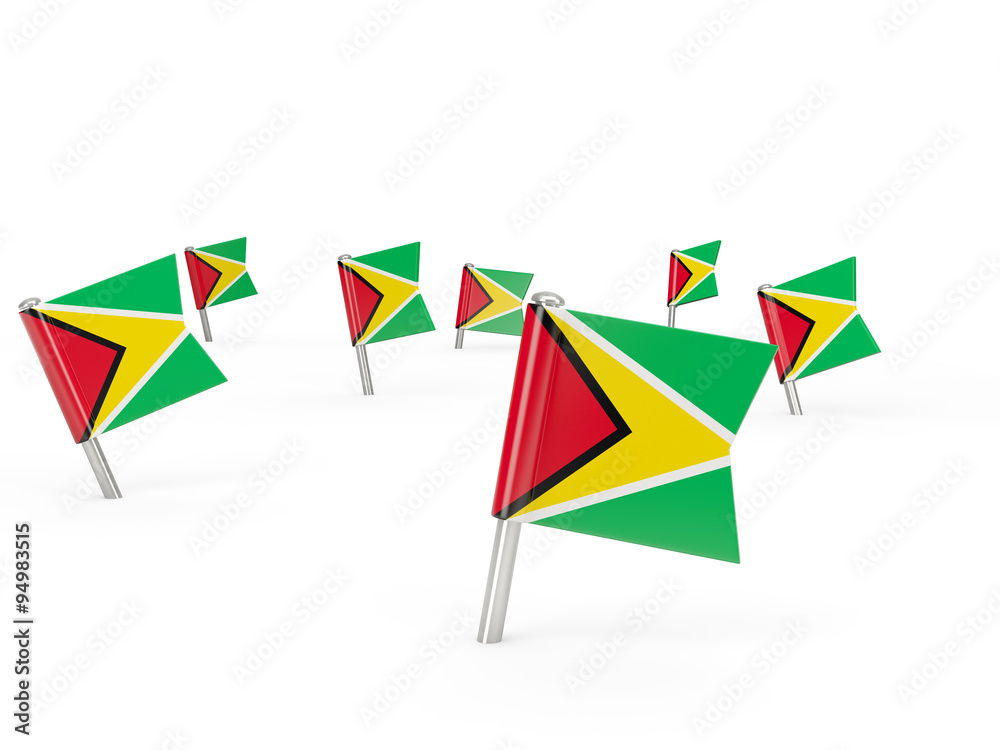Square pins with flag of guyana
