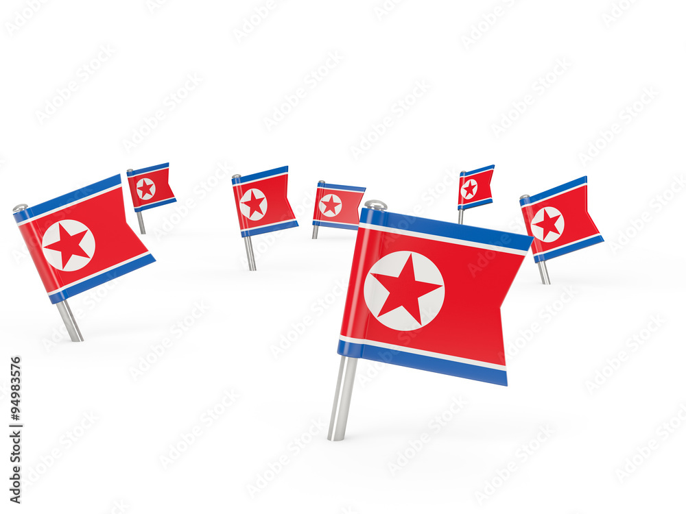 Square pins with flag of korea north Square pins with flag of korea north
