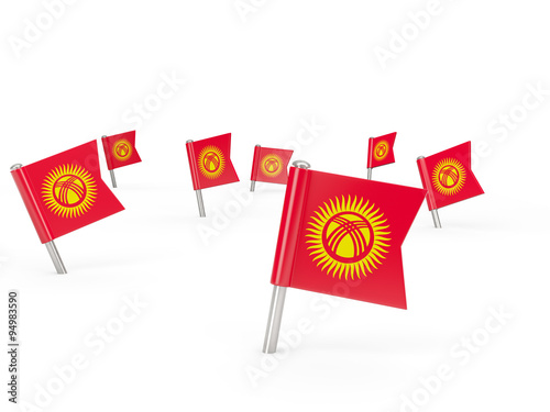 Square pins with flag of kyrgyzstan