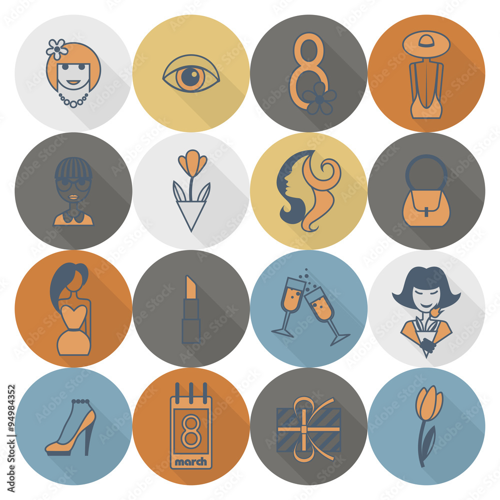 Womans Day Icon Set