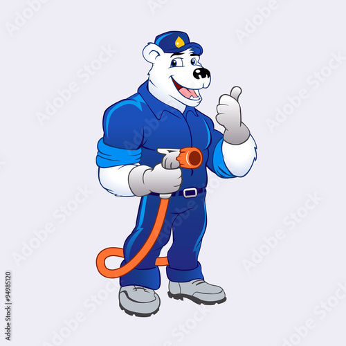 polar bear with oil gas pump heating