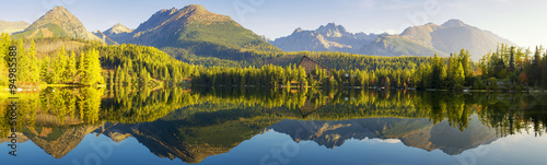 High resolution panorama of mountain lake Strbske Pleso