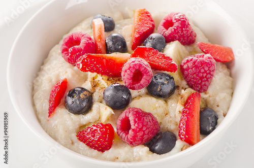Homemade Oatmeal with fresh Berries for a Healthy Breakfast.