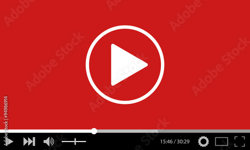 Video player flat design template for web and mobile apps