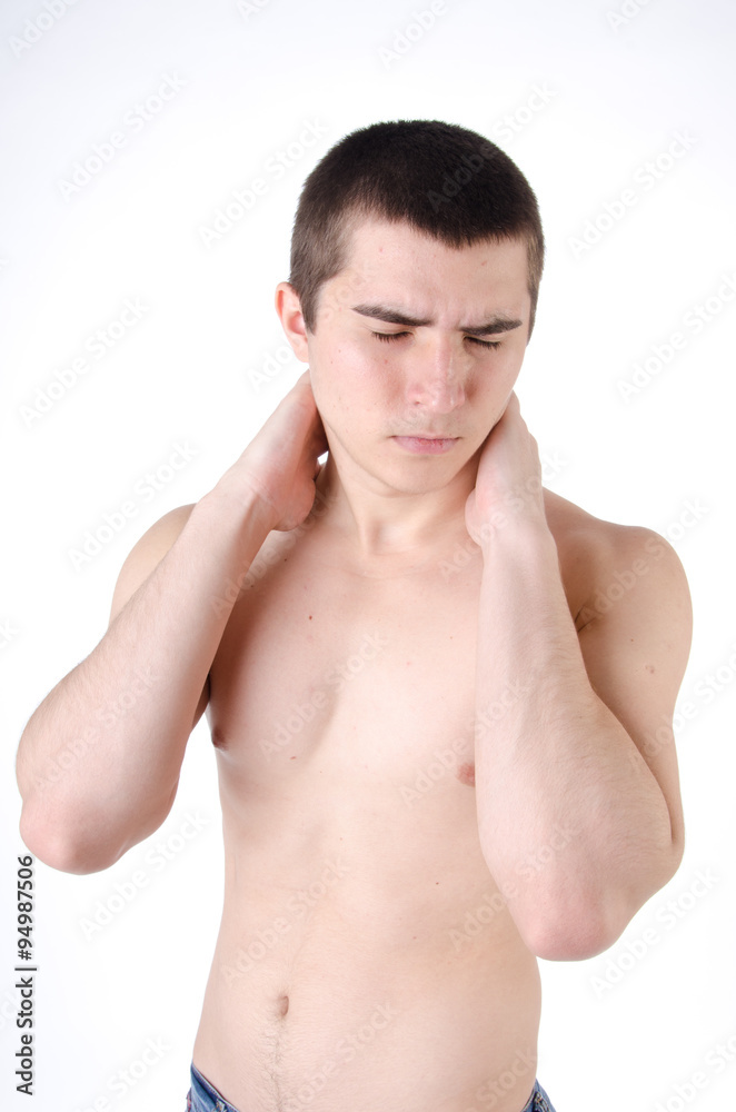 Obraz premium Sore neck young guy 