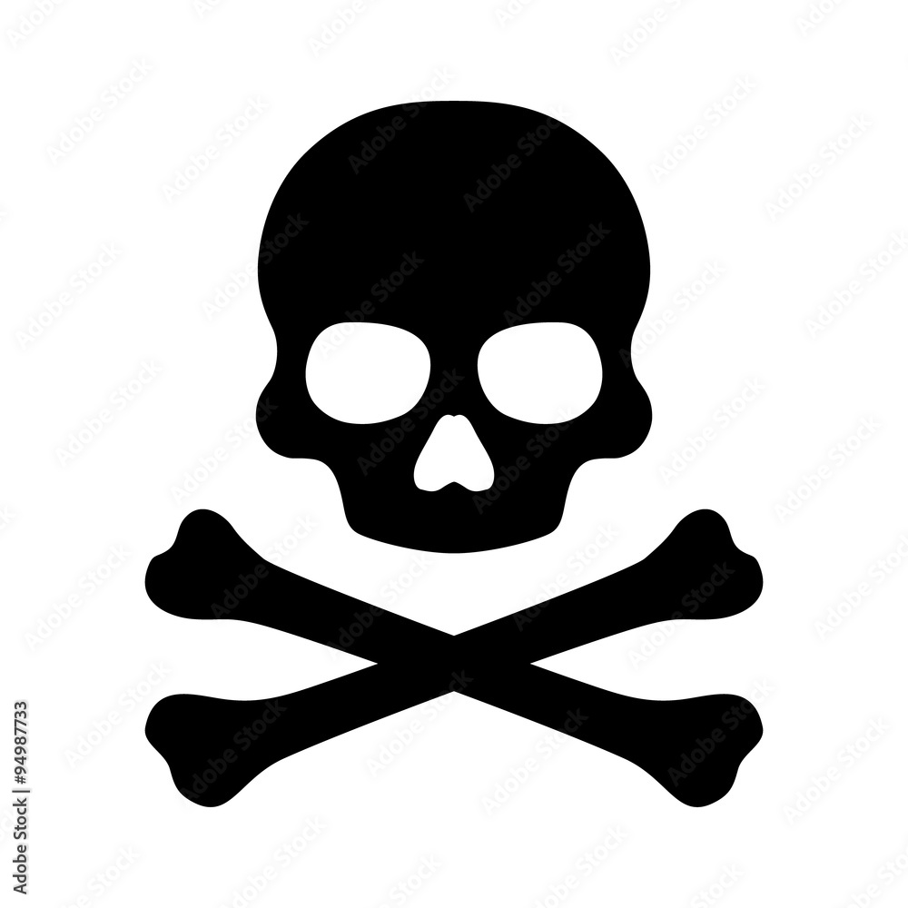 Crossbones and skull death flat vector icon for apps and games Crossbones and skull death flat vector icon for apps and games