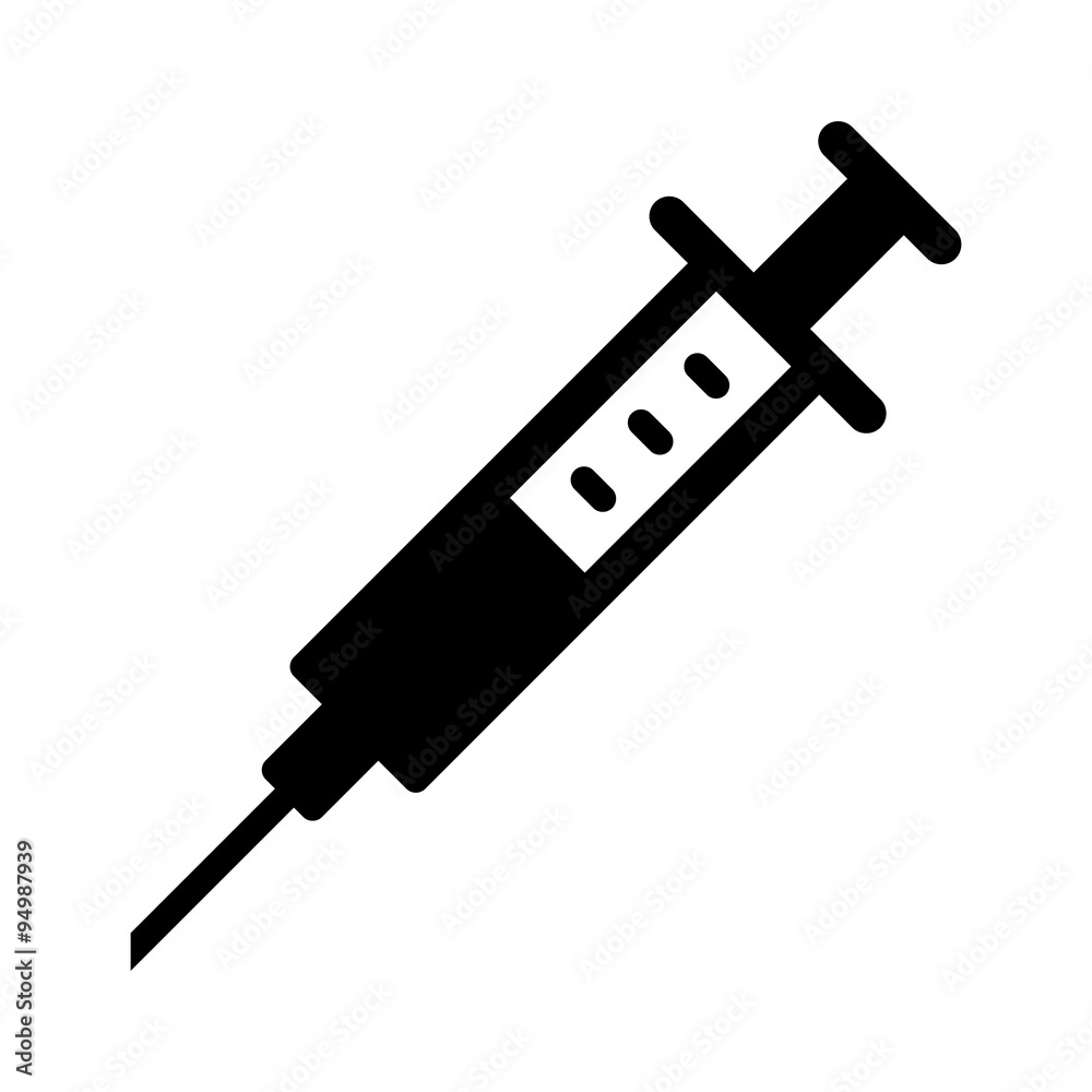 Injection syringe needle or vaccine shot flat icon for medical apps and ...