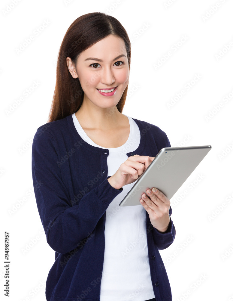 Young Woman use of the tablet pc Young Woman use of the tablet pc