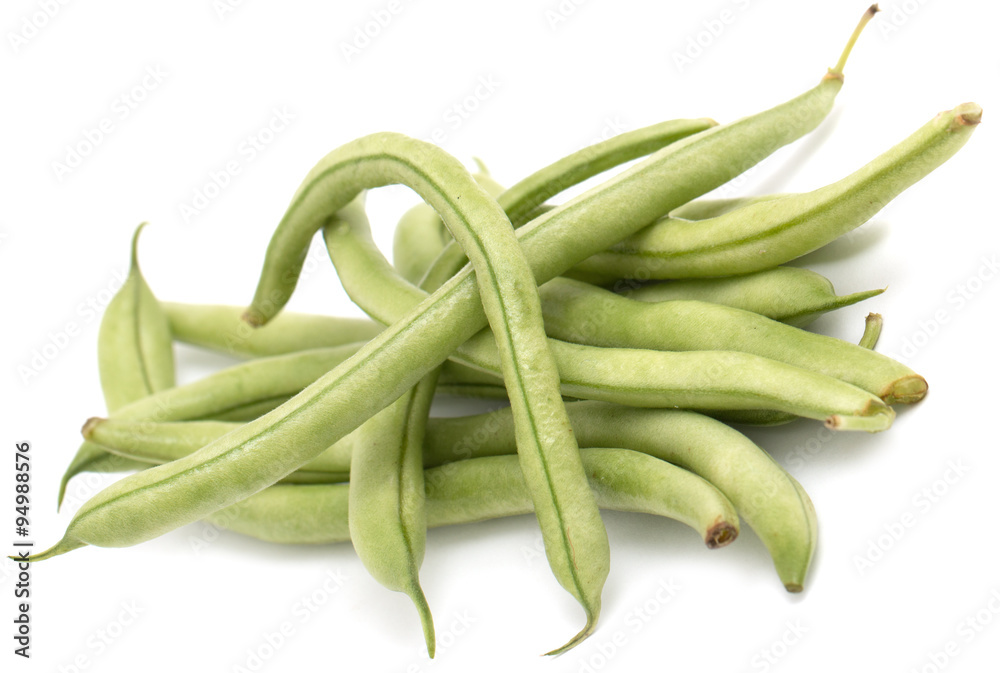 green beans on a white background green beans on a white background