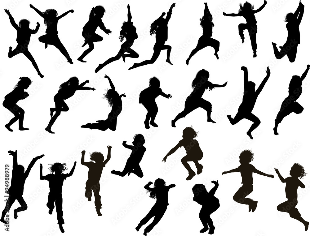 twenty four jumping girl silhouettes collection on white twenty four jumping girl silhouettes collection on white