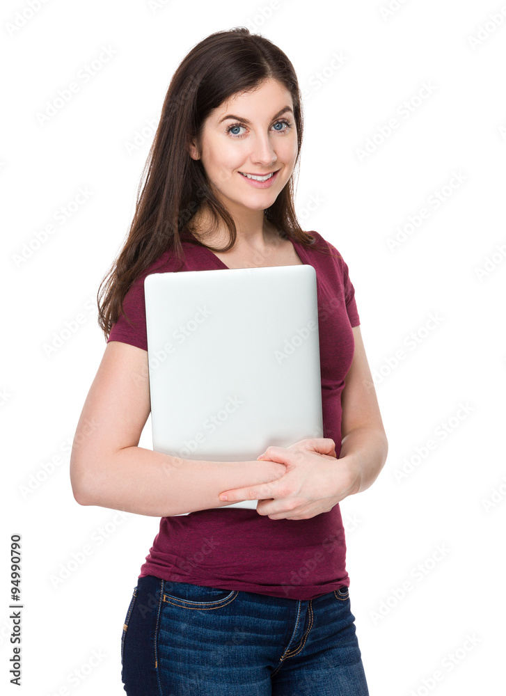 Woman hold with laptop computer Woman hold with laptop computer
