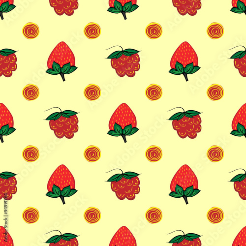 raspberry strawberry berry seamless pattern
