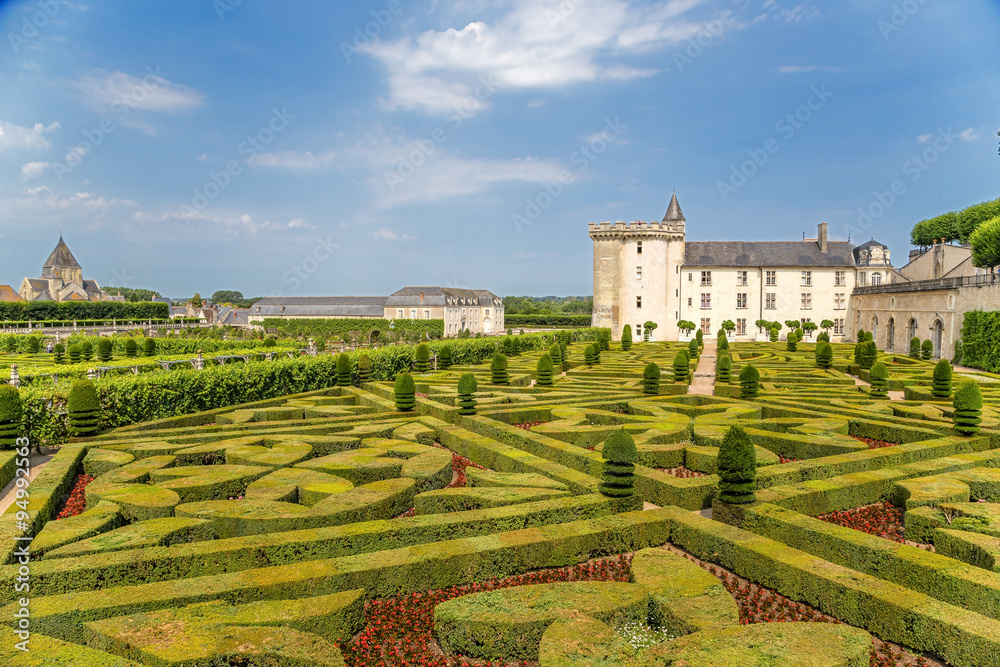 Ornamental gardens of the castle of Villandry, France