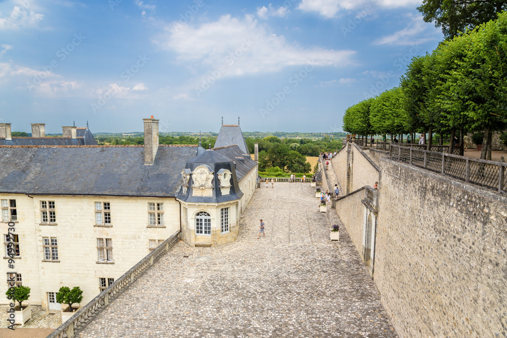 Château de Villandry, France. View terrace and the main building from the belvedere