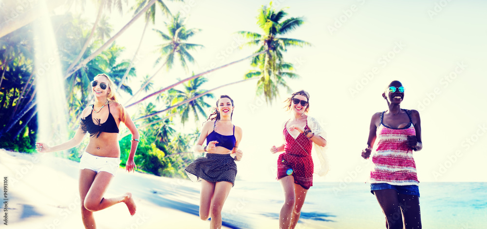 Women Friends Summer Beach Relaxing Concept