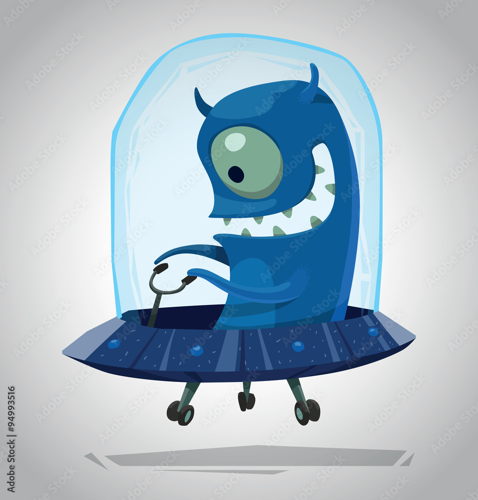 Vector Funny Blue Alien. Cartoon image of a funny blue alien with one eye sitting in a blue UFO on a light gray background. Stock Vector | Adobe Stock Vector Funny Blue Alien. Cartoon image of a funny blue alien with one eye sitting in a blue UFO on a light gray background. Stock Vector | Adobe Stock