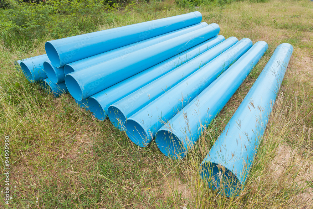 Blue pipe for construction on filed
