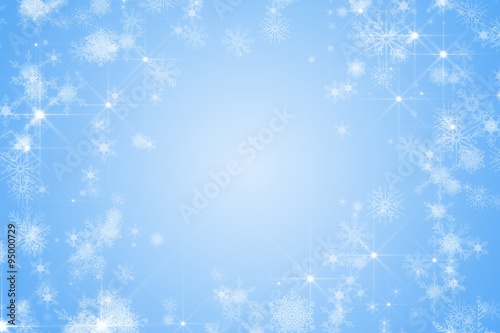 Digitally generated White snowflake design on blue