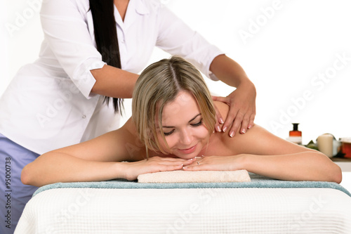 Beautiful young woman during the massage.