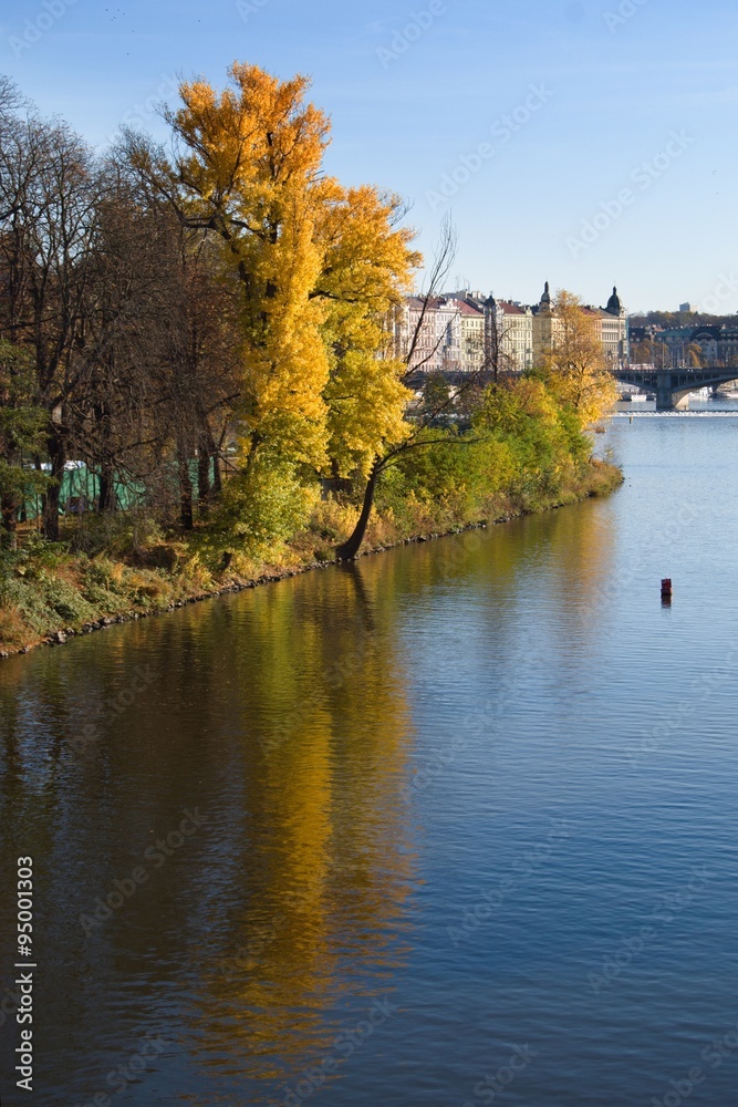 Prague island in the autumn