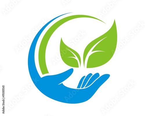 abstract hand care leaf logo