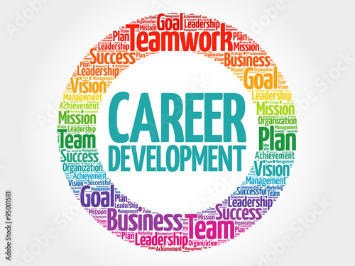 Career development circle stamp word cloud, business concept