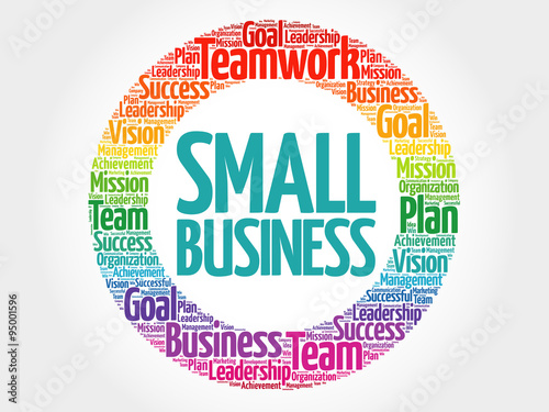 Small Business circle stamp word cloud, business concept