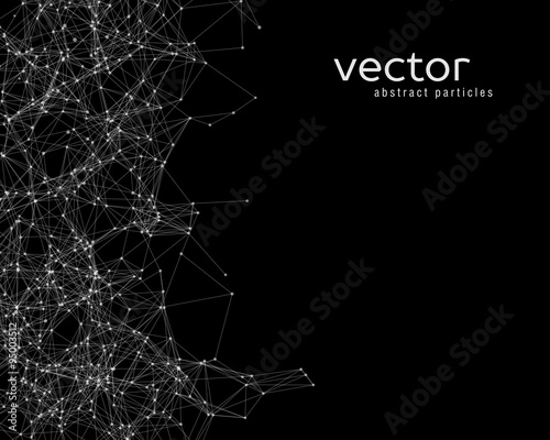 Vector white abstract particles on black background