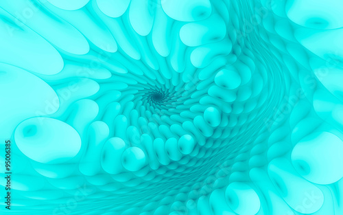 Abstract fractal, light-cyan curved ovals © jagerion