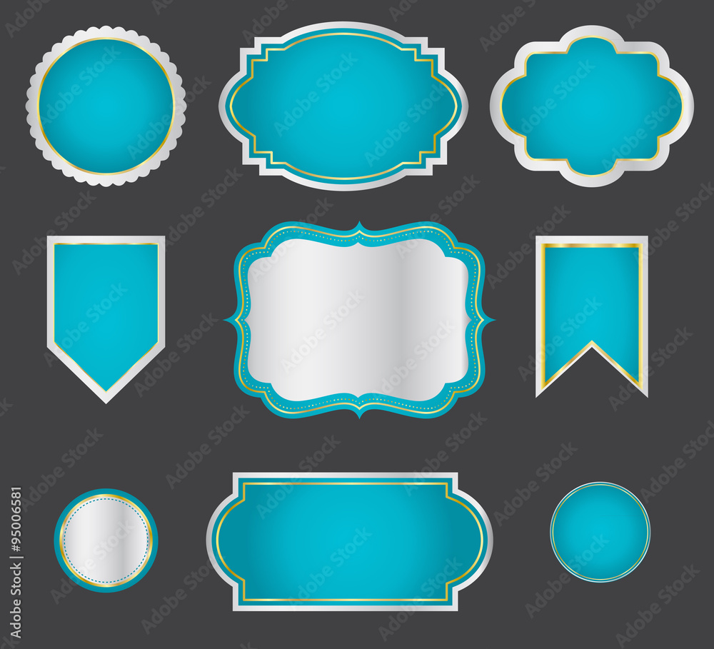 Blank Premium label and budges dark green and silver Blank Premium label and budges dark green and silver