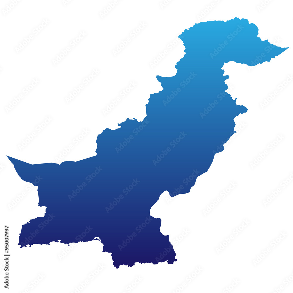 Pakistan Karte - Blauverlauf
