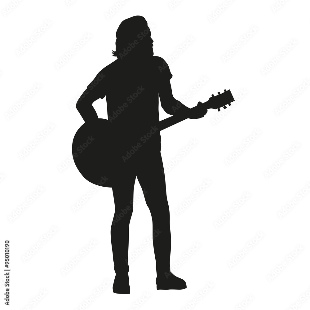 Guitar player, vector silhouette. Stock Vector | Adobe Stock