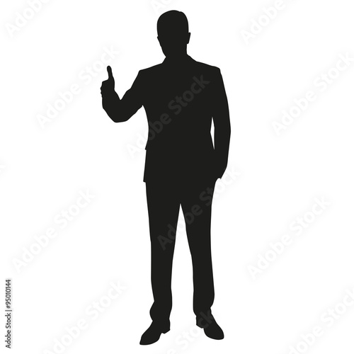 Thumbs up. Man vector silhouette