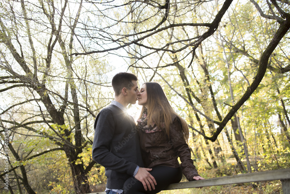 Fototapeta premium Teen couple at autumn park