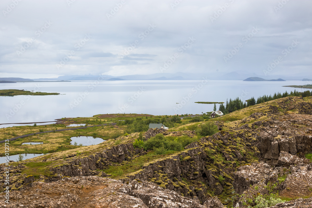 Thingvellir National Park - famous area in Iceland right on the spot where the atlantic tectonic plates meets. UNESCO World Heritage Site
