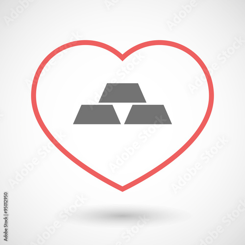 Line hearth icon with three gold bullions