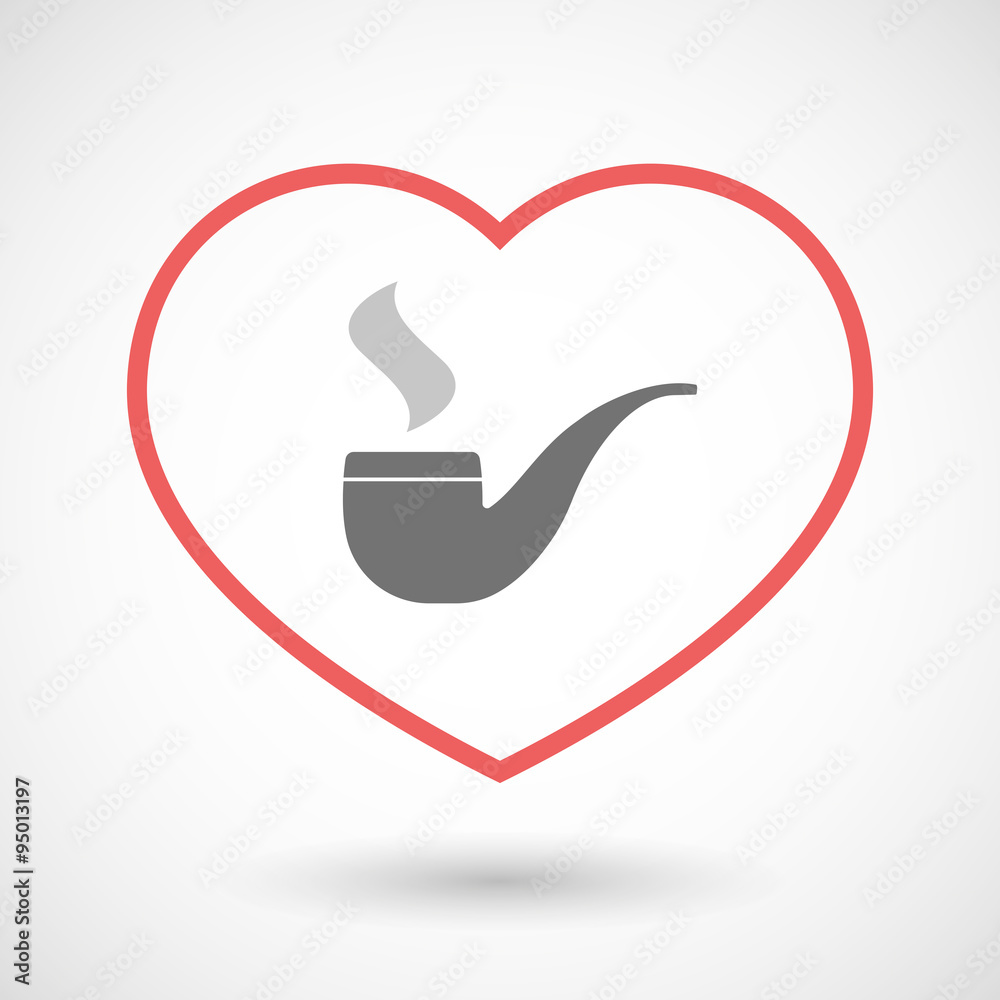 Line hearth icon with a smoking pipe Line hearth icon with a smoking pipe