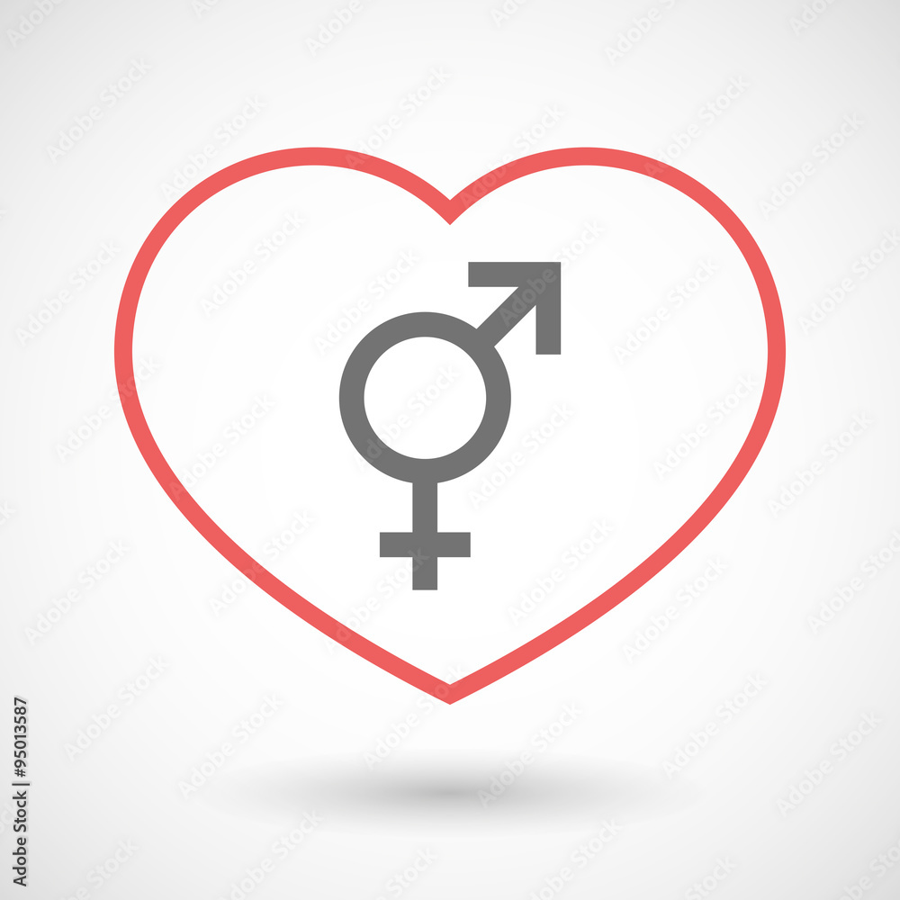 Line hearth icon with a transgender symbol Line hearth icon with a transgender symbol