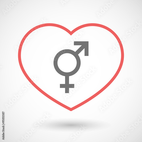 Line hearth icon with a transgender symbol