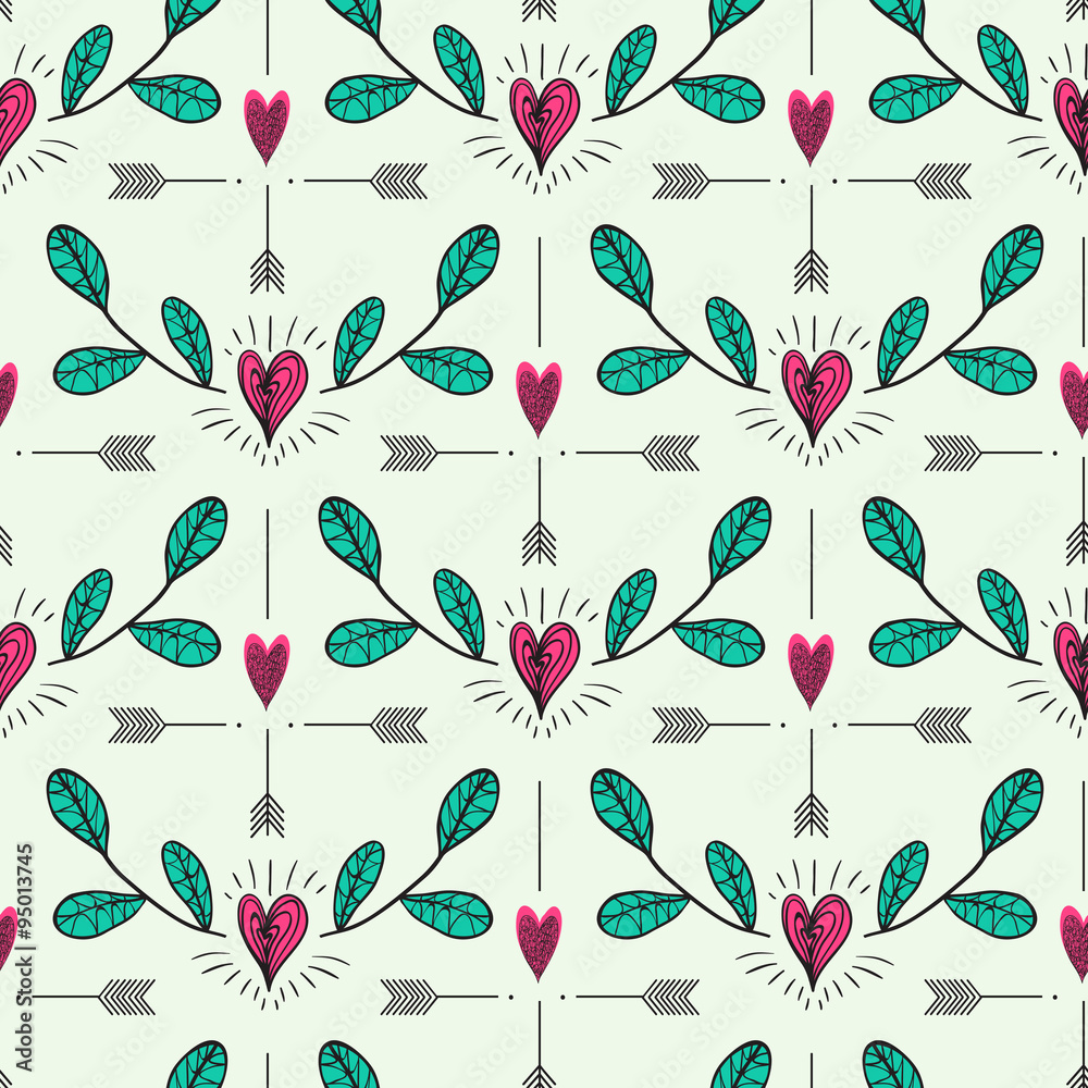 Hearts twig and arrows pattern. Hearts twig and arrows pattern.