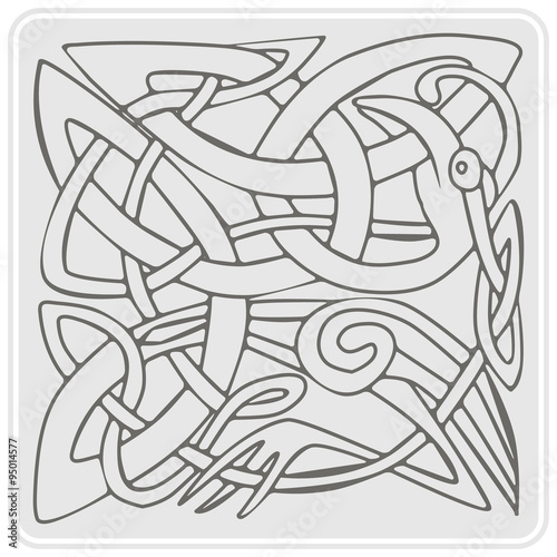 monochrome icon with Celtic art and ethnic ornaments for your design