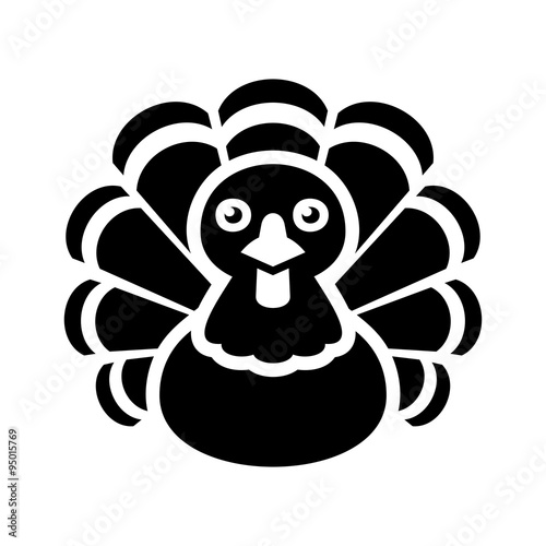 Turkey Thanksgiving Icon on White Background. Vector